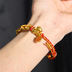 Buddha Stones Year Of The Horse Red String Five-Emperor Coins Luck Bracelet - Fortune Jewel