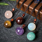 Buddha Stones White Crystal Pink Crystal Tiger Eye Smoky Quartz Protection Necklace Pendant - Fortune Jewel