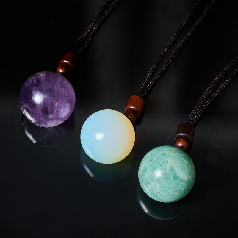 Buddha Stones White Crystal Pink Crystal Tiger Eye Smoky Quartz Protection Necklace Pendant - Fortune Jewel