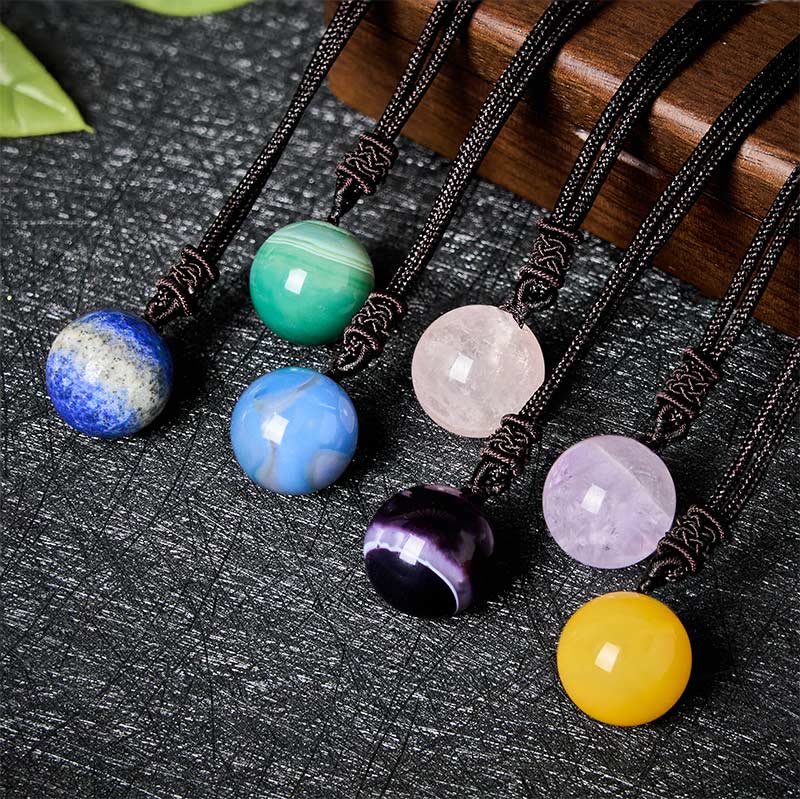 Fortune Jewel Amethyst Yellow Agate Various Agate Pink Crystal Lazurite Lapis Lazuli Balance Necklace Pendant - Fortune Jewel
