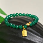 Fortune Jewel Green Agate Ingot Fu Character Relaxation Hope Bracelet - Fortune Jewel