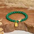 Fortune Jewel Green Agate Ingot Fu Character Relaxation Hope Bracelet - Fortune Jewel