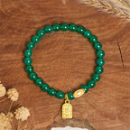 Fortune Jewel Green Agate Ingot Fu Character Relaxation Hope Bracelet - Fortune Jewel