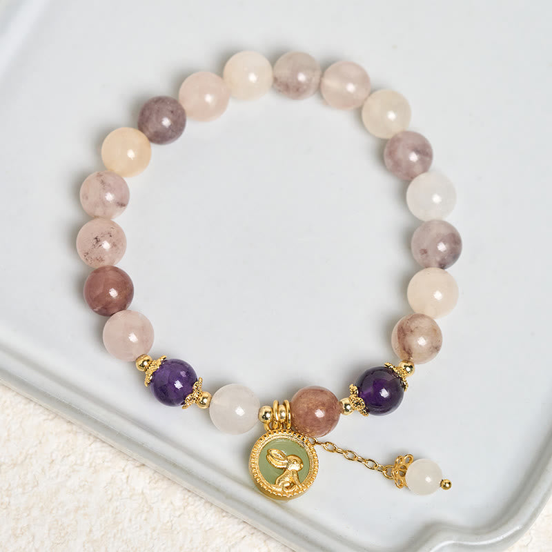 Fortune Jewel Golden Silk Jade Fu Character Rabbit Ward Off Evil Spirits Bracelet - Fortune Jewel