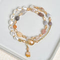 Fortune Jewel Irregular Pearl Glass Bead Double Wrap Bracelet - Fortune Jewel