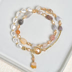 Fortune Jewel Irregular Pearl Glass Bead Double Wrap Bracelet - Fortune Jewel