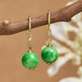 Fortune Jewel 925 Sterling Silver Green Chalcedony Strength Courage Earrings - Fortune Jewel