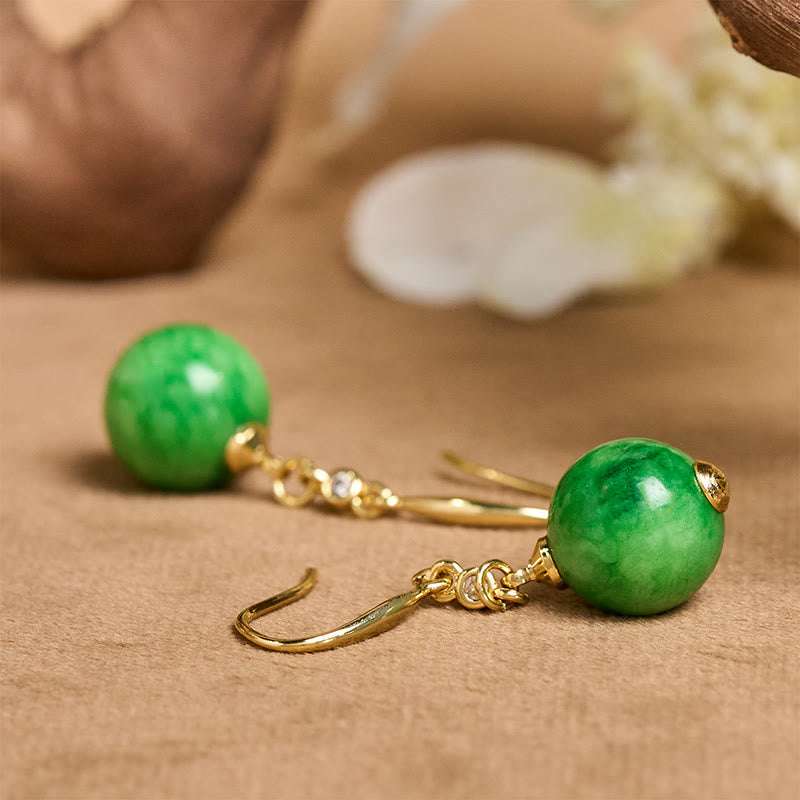 Fortune Jewel 925 Sterling Silver Green Chalcedony Strength Courage Earrings - Fortune Jewel