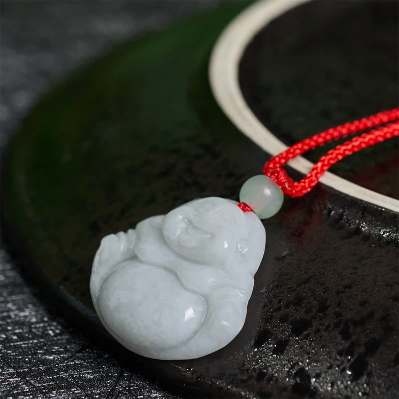 Fortune Jewel Jade Laughing Buddha Prosperity Necklace Pendant - Fortune Jewel