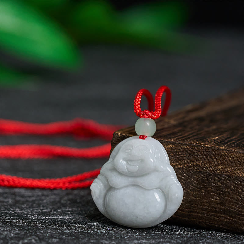 Fortune Jewel Jade Laughing Buddha Prosperity Necklace Pendant - Fortune Jewel