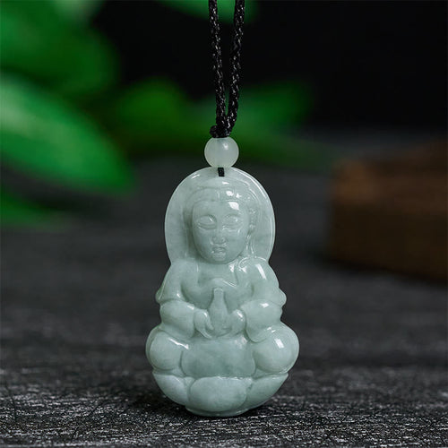 Buddha Stones Jade Kwan Yin Avalokitesvara Harmony Necklace Pendant - Fortune Jewel