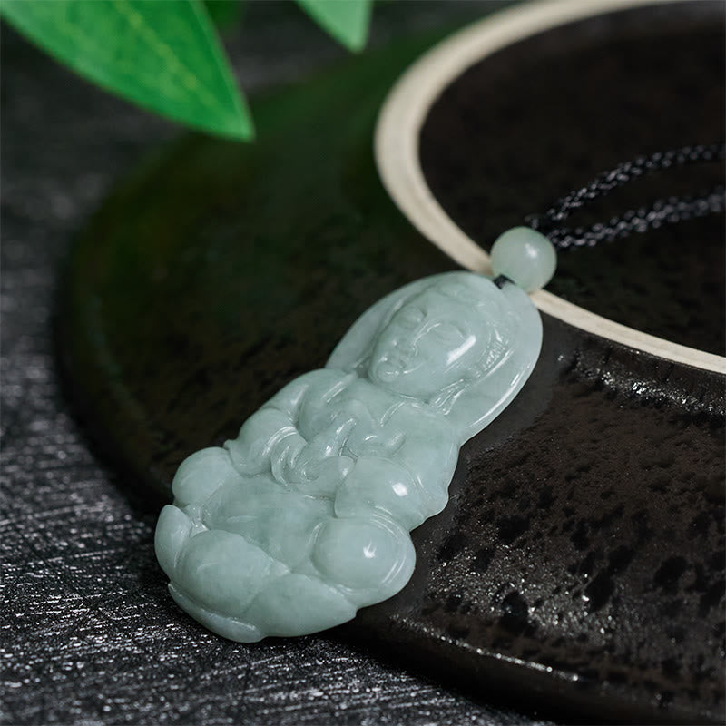 Buddha Stones Jade Kwan Yin Avalokitesvara Harmony Necklace Pendant - Fortune Jewel