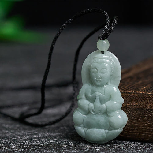 Buddha Stones Jade Kwan Yin Avalokitesvara Harmony Necklace Pendant - Fortune Jewel