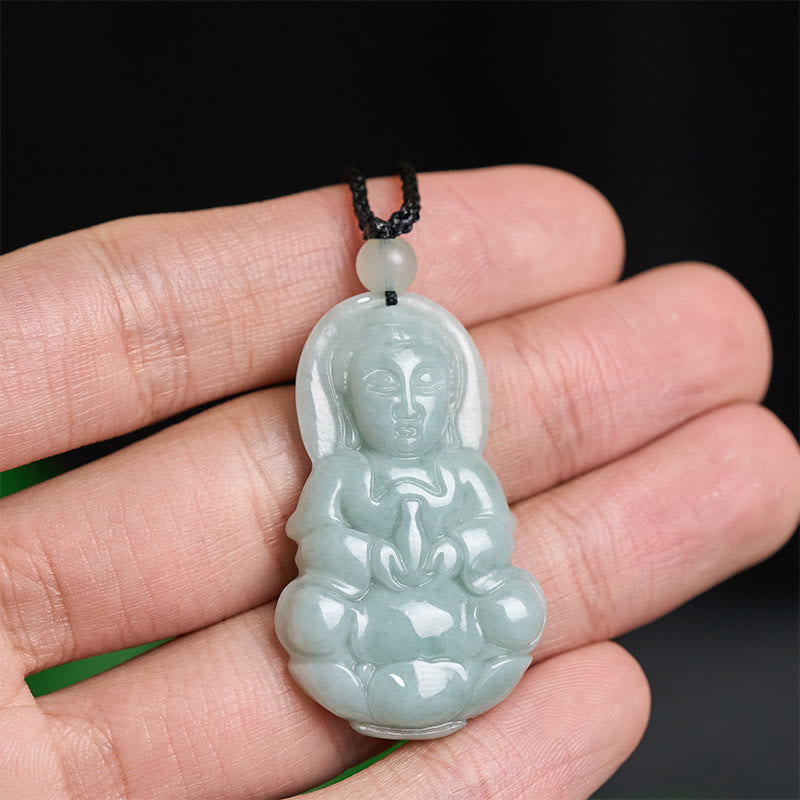 Buddha Stones Jade Kwan Yin Avalokitesvara Harmony Necklace Pendant - Fortune Jewel
