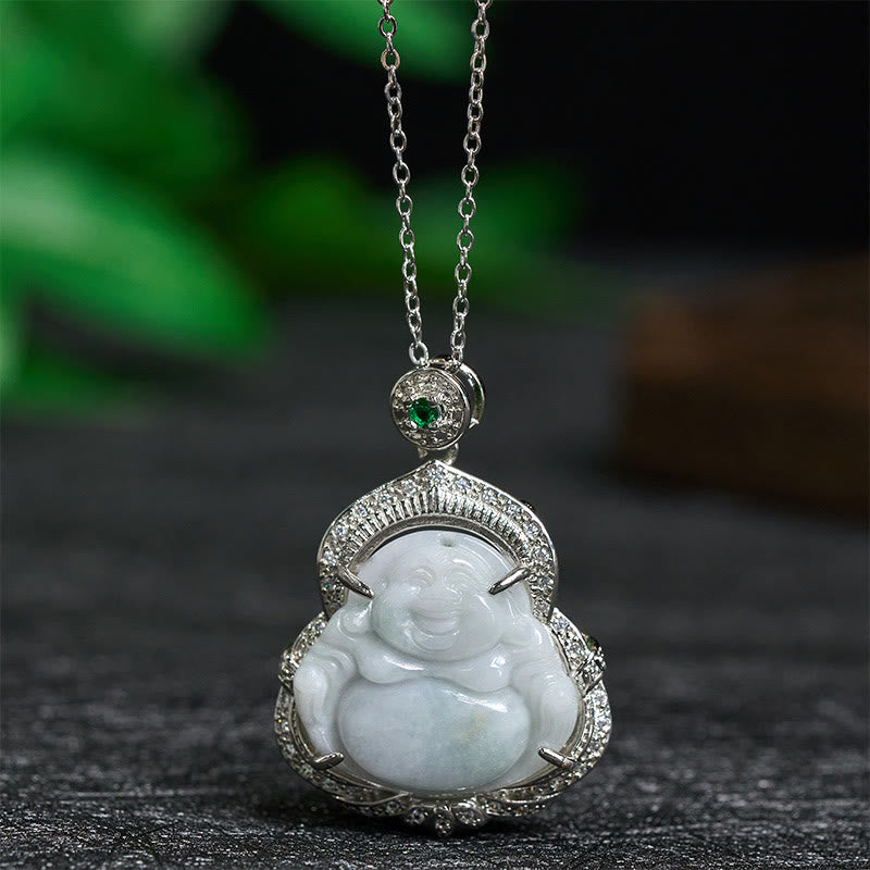 Fortune Jewel Jade Laughing Buddha Abundance Necklace Pendant - Fortune Jewel