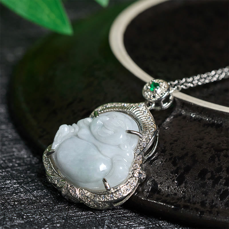Fortune Jewel Jade Laughing Buddha Abundance Necklace Pendant - Fortune Jewel