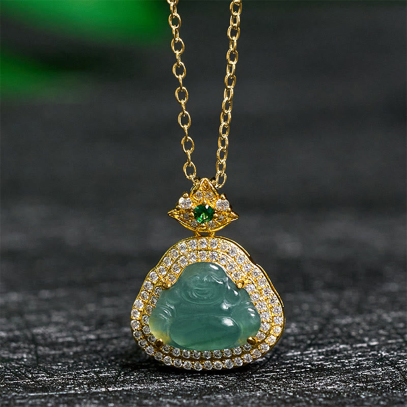 Fortune Jewel Jade Laughing Buddha Prosperity Luck Necklace Pendant - Fortune Jewel