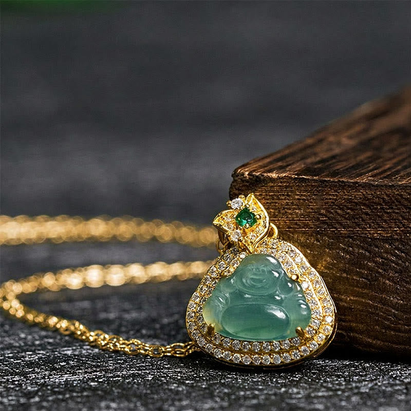 Fortune Jewel Jade Laughing Buddha Prosperity Luck Necklace Pendant - Fortune Jewel