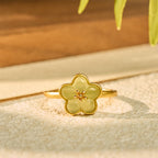 Fortune Jewel Plum Blossom Hetian Jade Copper Luck Ring - Fortune Jewel