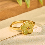 Fortune Jewel Plum Blossom Hetian Jade Copper Luck Ring - Fortune Jewel