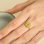 Fortune Jewel Plum Blossom Hetian Jade Copper Luck Ring - Fortune Jewel