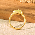 Fortune Jewel Plum Blossom Hetian Jade Copper Luck Ring - Fortune Jewel
