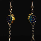 Buddha Stones Handcrafted Silk Art Petal Good Fortune Blessing Dangle Hook Earrings