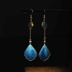 Buddha Stones Handcrafted Silk Art Petal Good Fortune Blessing Dangle Hook Earrings