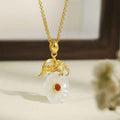 Fortune Jewel Hetian Jade Flower 925 Sterling Silver Luck Necklace Pendant