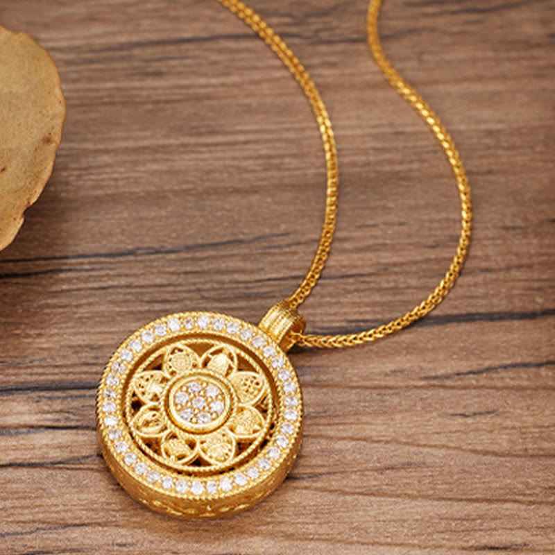 Fortune Jewel 925 Sterling Silver Eight Treasures Luo Pan Blessing Necklace Pendant