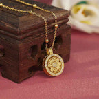 Fortune Jewel 925 Sterling Silver Eight Treasures Luo Pan Blessing Necklace Pendant
