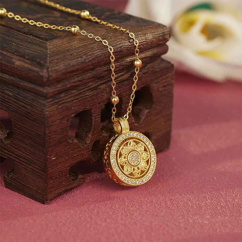 Fortune Jewel 925 Sterling Silver Eight Treasures Luo Pan Blessing Necklace Pendant