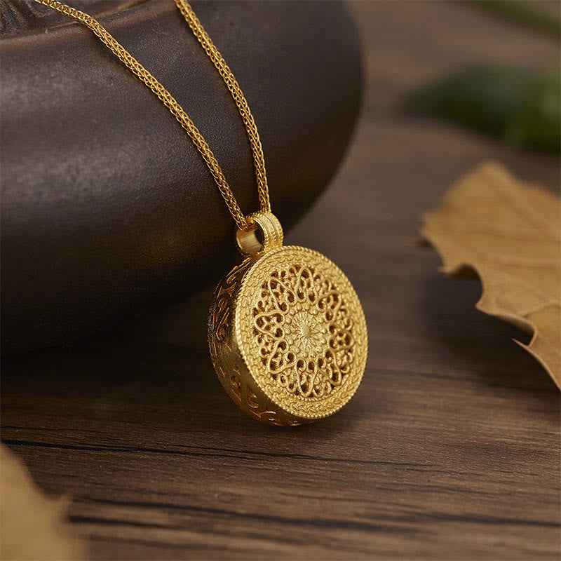 Fortune Jewel 925 Sterling Silver Eight Treasures Luo Pan Blessing Necklace Pendant