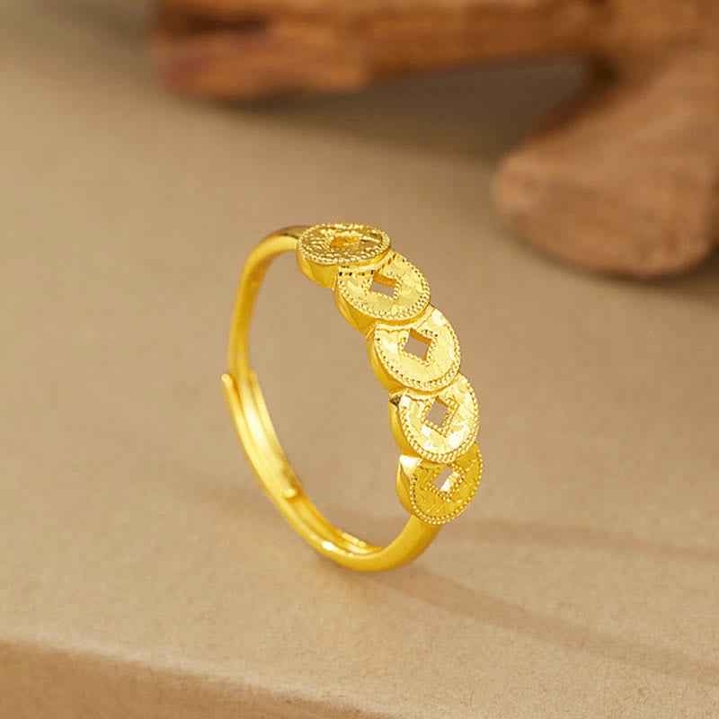 Fortune Jewel 925 Sterling Silver Five-Emperor Coins Protection Ring Bracelet Necklace Pendant