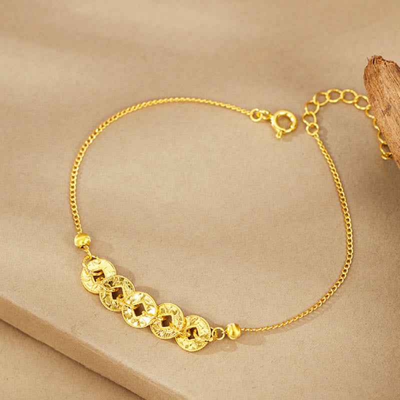 Fortune Jewel 925 Sterling Silver Five-Emperor Coins Protection Ring Bracelet Necklace Pendant