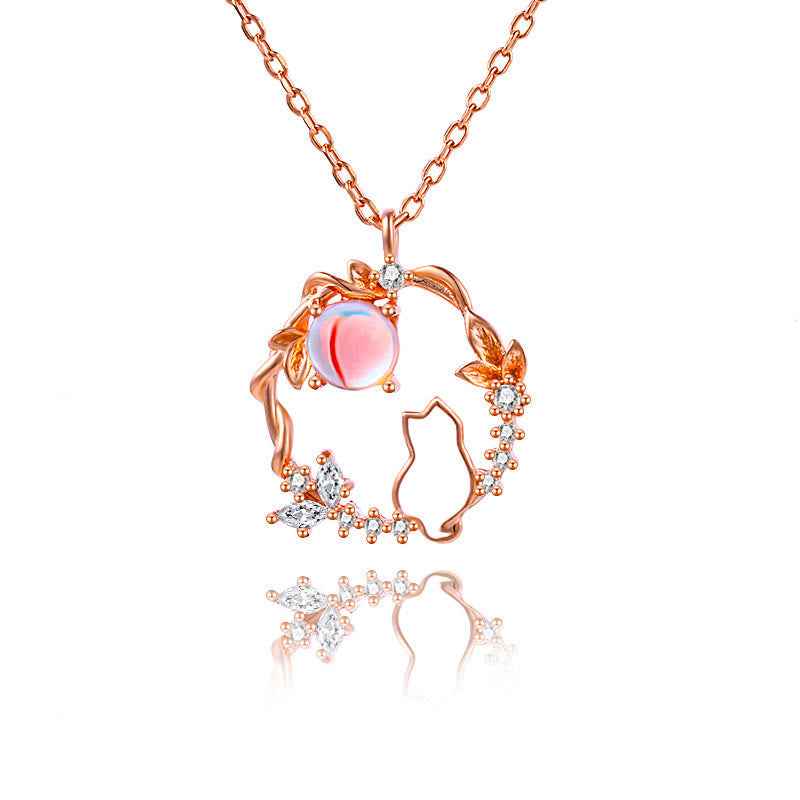 Fortune Jewel 925 Sterling Silver Cat Flower Blessing Earrings Bracelet Necklace Pendant