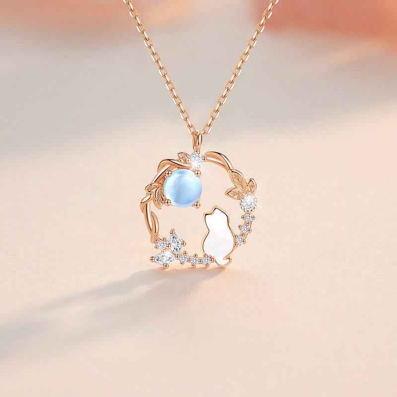 Fortune Jewel 925 Sterling Silver Cat Flower Blessing Earrings Bracelet Necklace Pendant