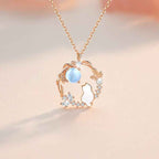 Fortune Jewel 925 Sterling Silver Cat Flower Blessing Earrings Bracelet Necklace Pendant