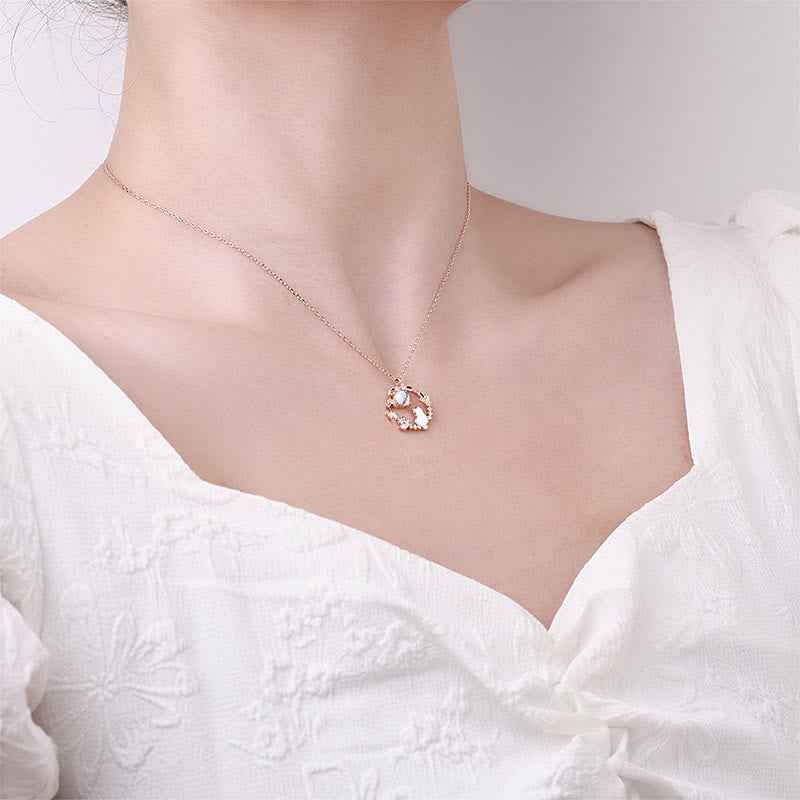 Fortune Jewel 925 Sterling Silver Cat Flower Blessing Earrings Bracelet Necklace Pendant