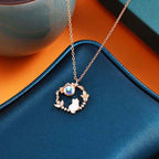 Fortune Jewel 925 Sterling Silver Cat Flower Blessing Earrings Bracelet Necklace Pendant