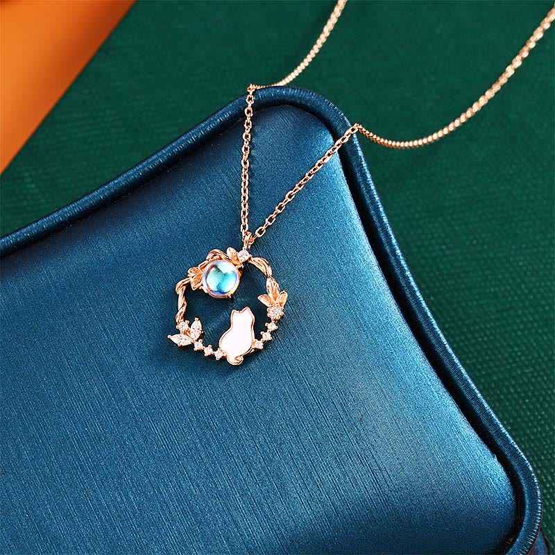 Fortune Jewel 925 Sterling Silver Cat Flower Blessing Earrings Bracelet Necklace Pendant