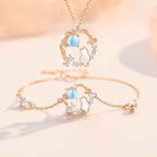 Fortune Jewel 925 Sterling Silver Cat Flower Blessing Earrings Bracelet Necklace Pendant