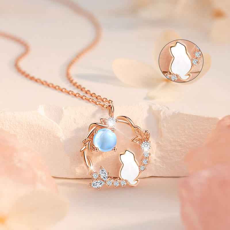 Fortune Jewel 925 Sterling Silver Cat Flower Blessing Earrings Bracelet Necklace Pendant