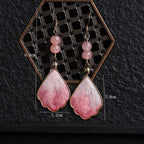 Fortune Jewel Silk Art Handmade Pink Velvet Good Fortune Protection Drop Hook Earrings