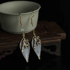 Fortune Jewel Handcrafted Silk Art Bamboo Design Copper Hook Luck Protection Dangle Earrings