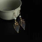 Fortune Jewel Handcrafted Silk Art Bamboo Design Copper Hook Luck Protection Dangle Earrings