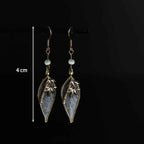Fortune Jewel Handcrafted Silk Art Bamboo Design Copper Hook Luck Protection Dangle Earrings