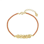 Fortune Jewel 925 Sterling Silver Five-Emperor Coins Red String Balance Bracelet