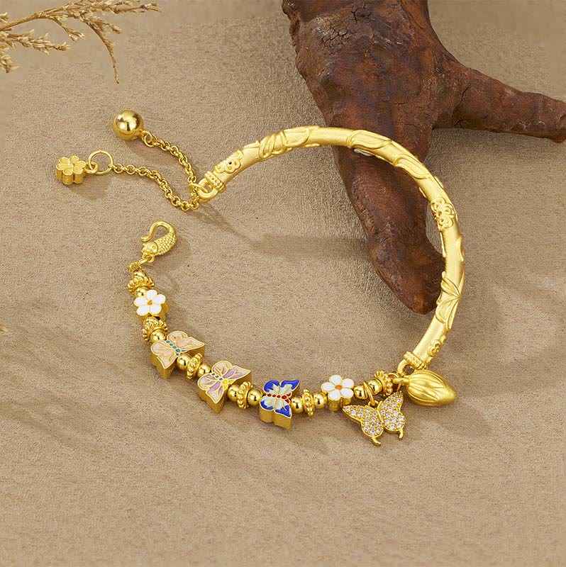 Fortune Jewel 925 Sterling Silver Butterfly Flower Balance Bracelet