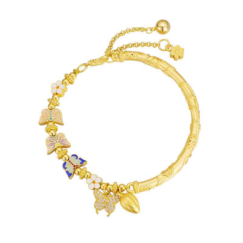 Fortune Jewel 925 Sterling Silver Butterfly Flower Balance Bracelet